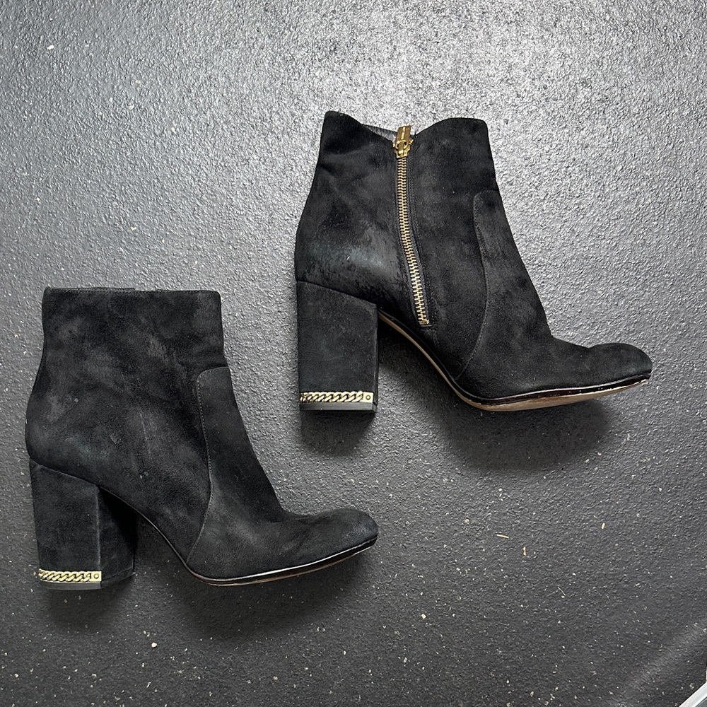 Michael Kors Sabrina Black Suede Bootie - Size 8.5